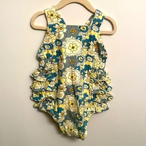 Kate Quinn side ruffle bubble | 60s floral | organic cotton - 18-24m